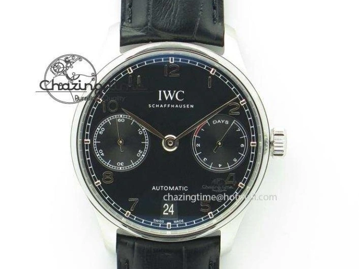 MIROTIME 0115 Portuguese IW371415 ZF 1:1 Best Edition RG Black dial On Brown Leather Strap A Modern 7286